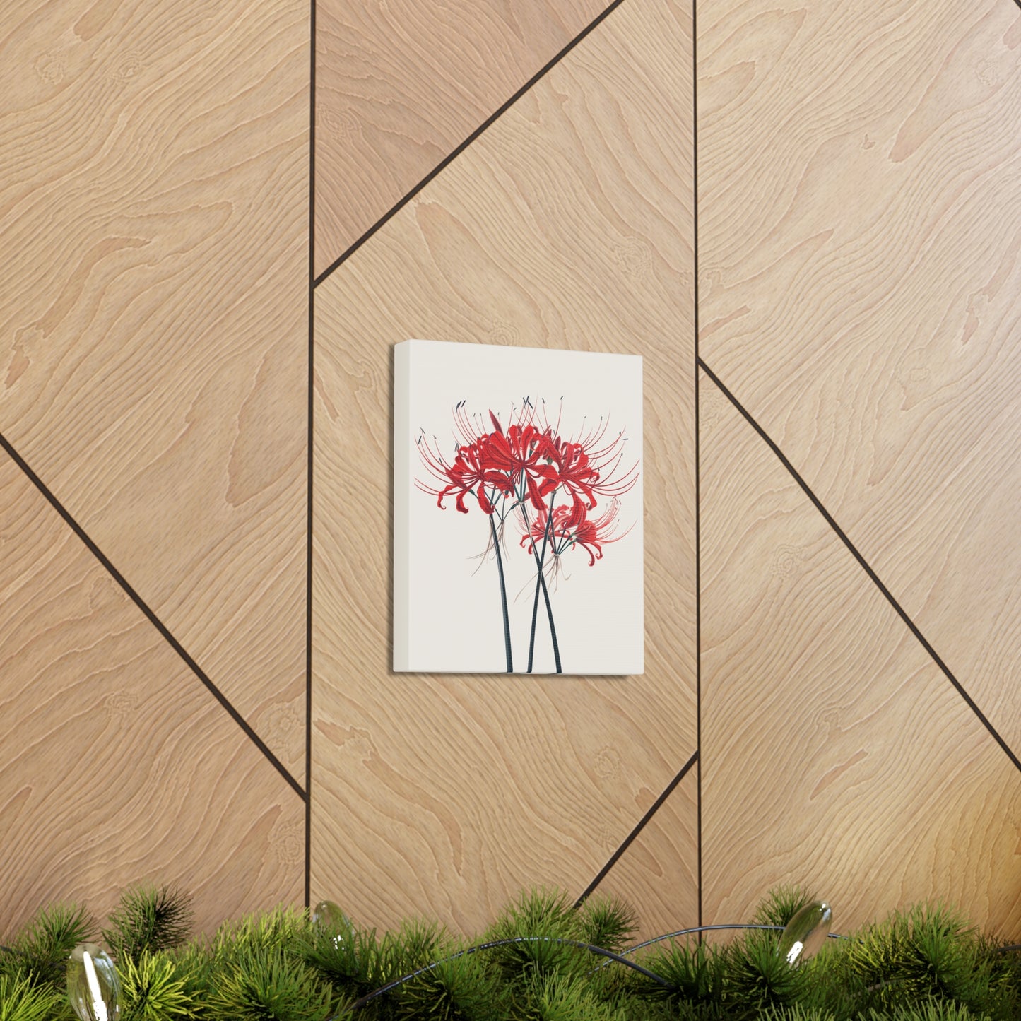 Red Spider Lily Flower Digital Illustration Canvas Gallery Wraps