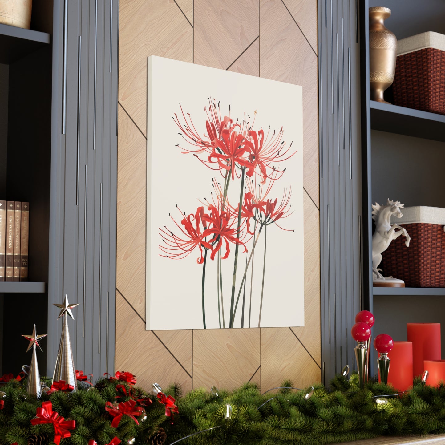 Red Spider Lily Flower Digital Illustration Canvas Gallery Wraps