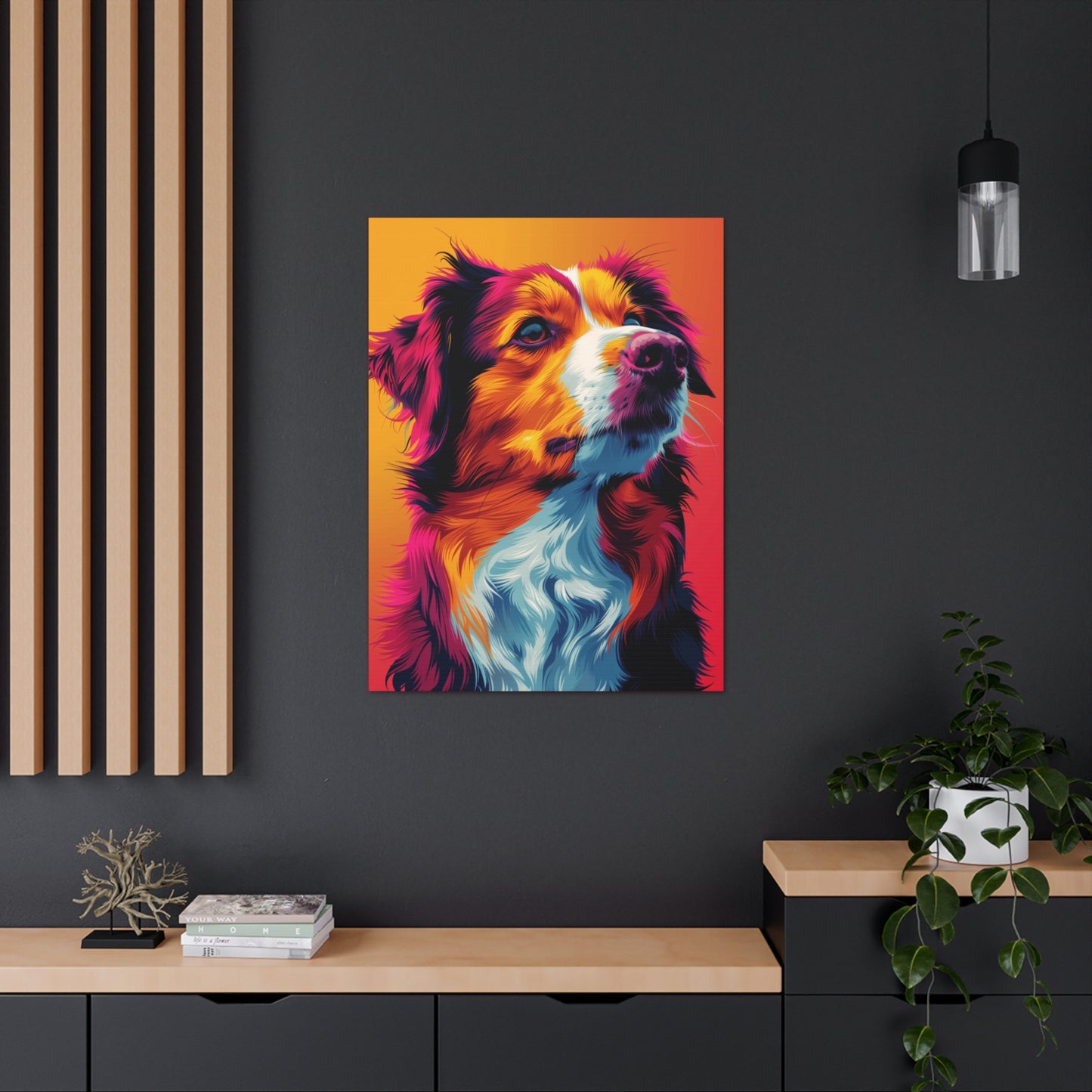 Border Collie Dog - Abstract Illustration Canvas Gallery Wraps