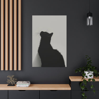 Black Cat Looking Up Digital Illustration Canvas Gallery Wraps