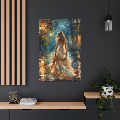 bride walking in the street - Leonid Afremov Style Digital Print Canvas Gallery Wraps