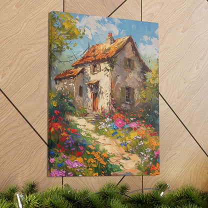 French country side whimsical old house Digital Oil Painting Print Canvas Gallery Wraps