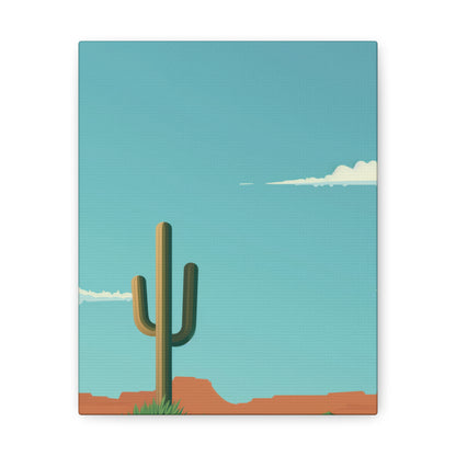 Saguaro Cactus in Desert - Illustration Canvas Gallery Wraps