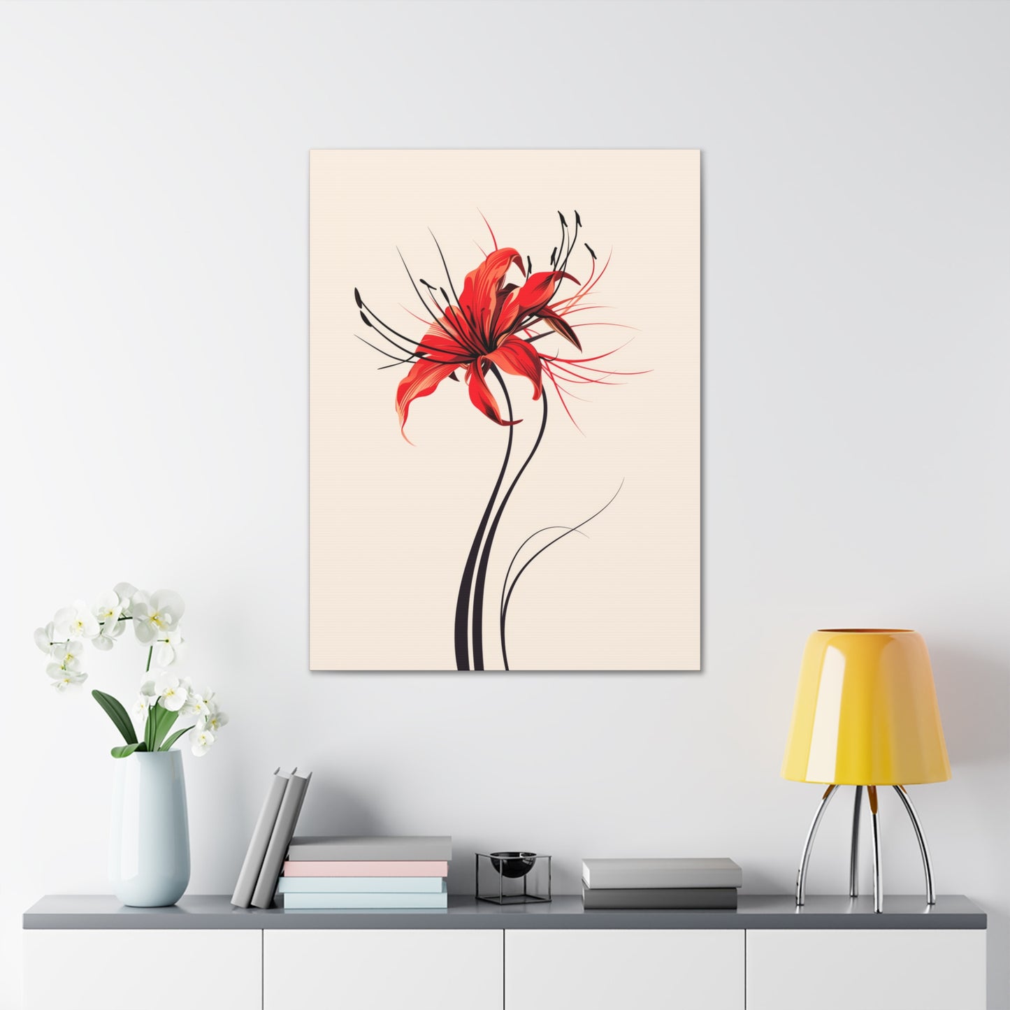 Red Spider Lily Flower Digital Illustration Canvas Gallery Wraps