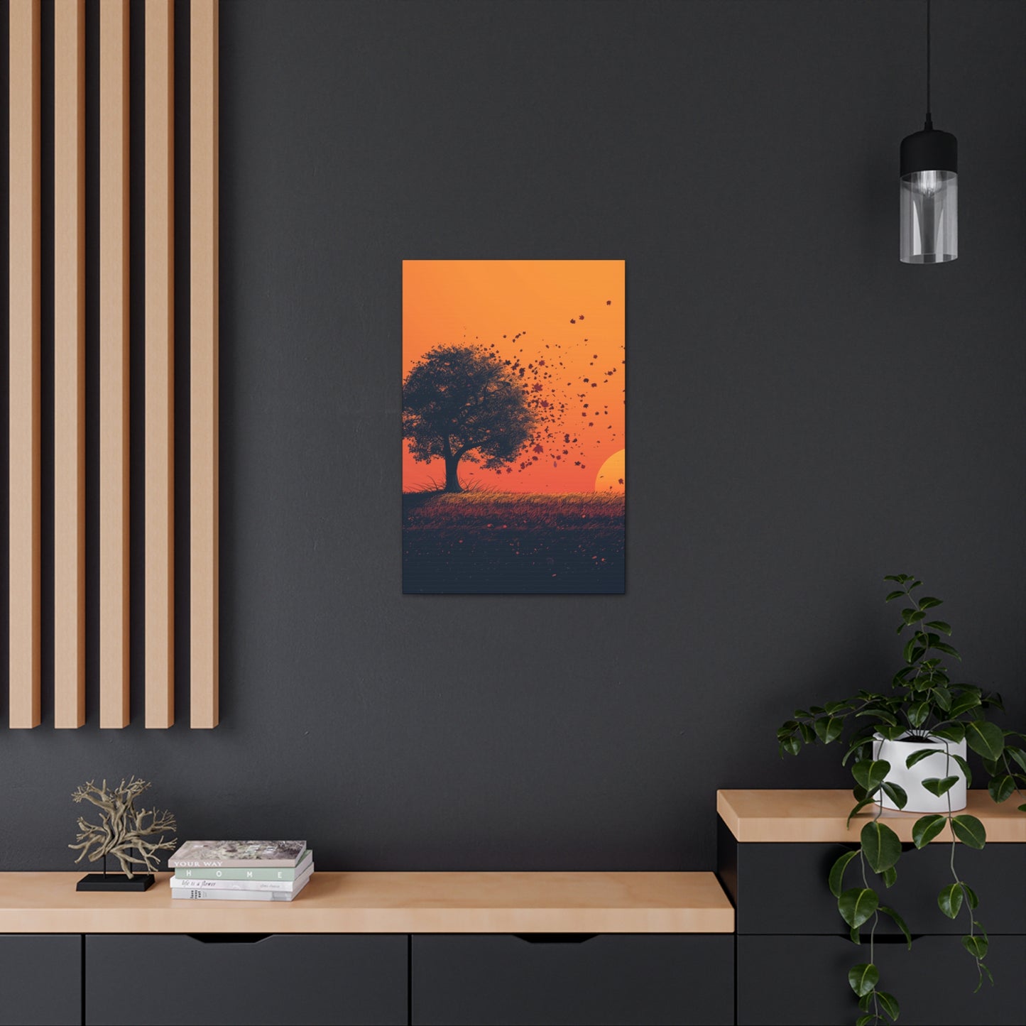 Tree in a Golden Sunset Digital Illustration Canvas Gallery Wraps