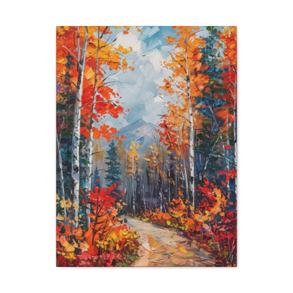 road through autumn forest - Leonid Afremov Style Digital Print Canvas Gallery Wraps