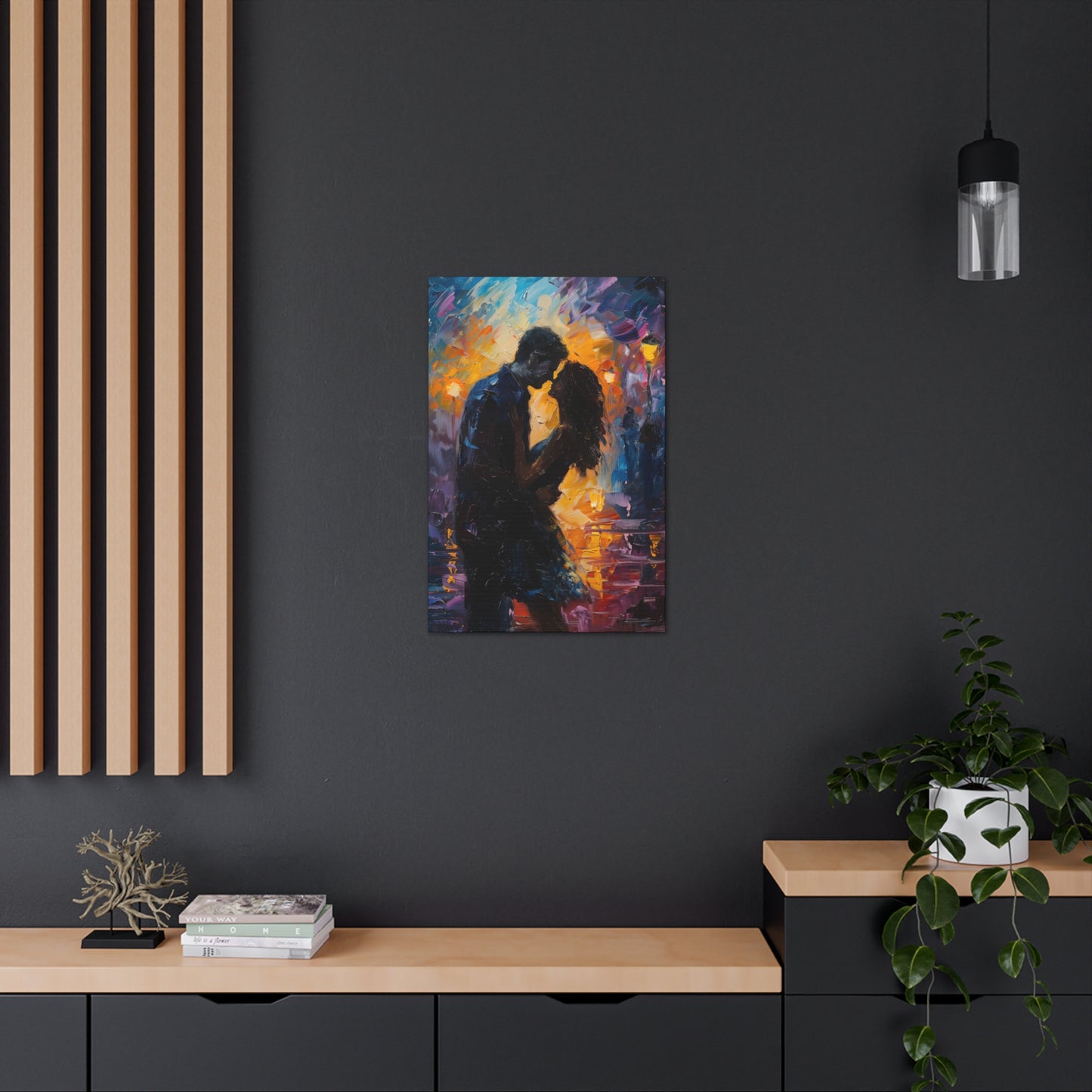 Couple - Leonid Afremov Style Digital Oil Painting Canvas Gallery Wraps