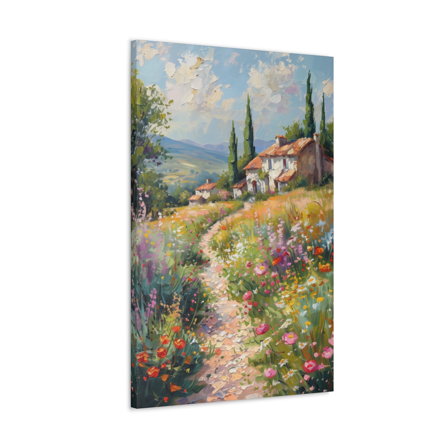 countryside house with garden in medieval times Digital Oil Painting Print Canvas Gallery Wraps