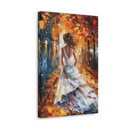 bride walking in street - Leonid Afremov Style Digital Print Canvas Gallery Wraps