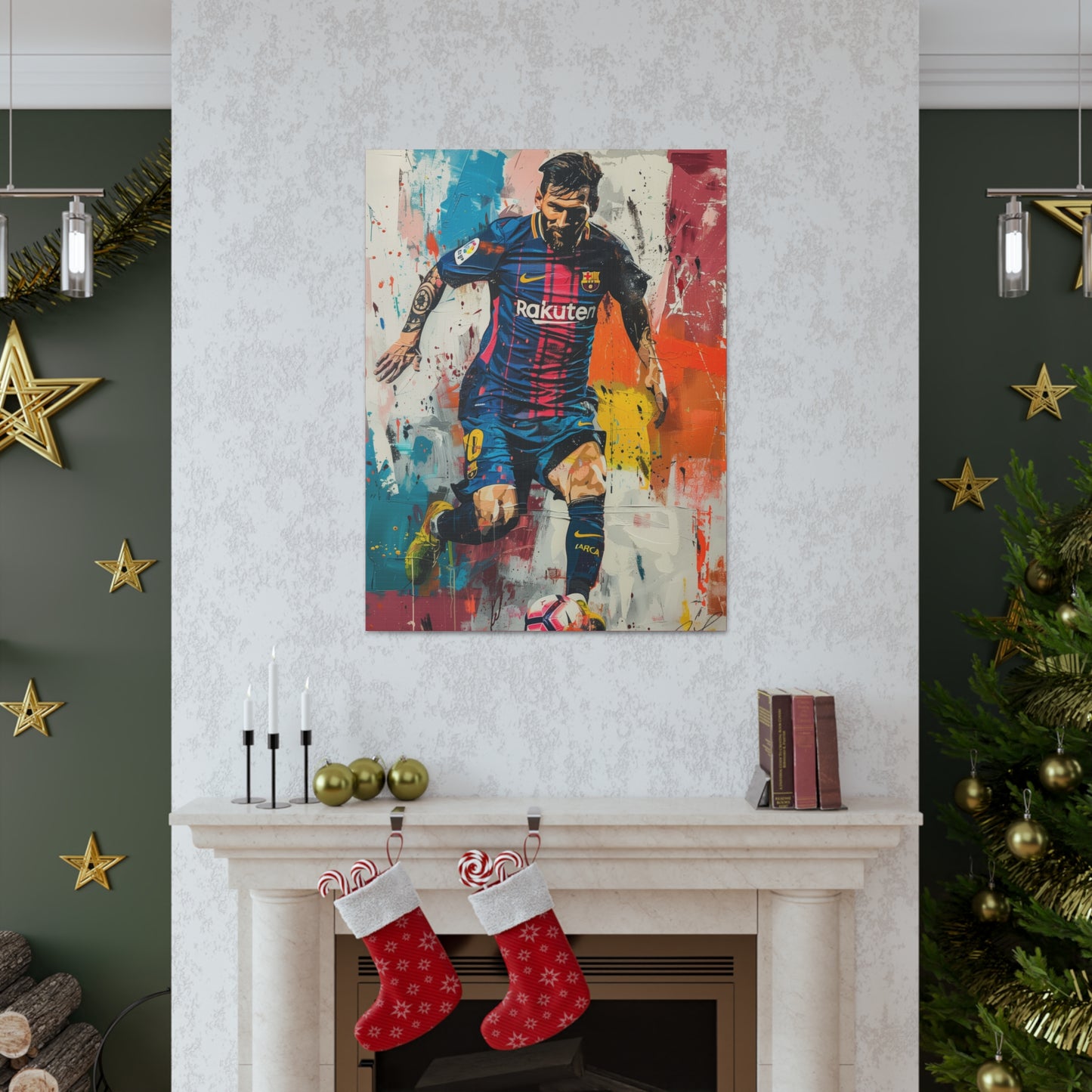 Lionel Messi - Abstract Digital Painting Canvas Gallery Wraps