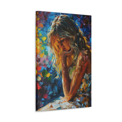 Cute Girl - Leonid Afremov Style Digital Oil Painting Canvas Gallery Wraps