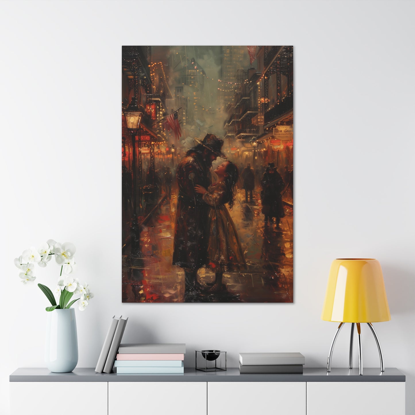 Father and Daughter Dancing on the Street - Rembrandt Style Digital Oil Painting Canvas Gallery Wraps