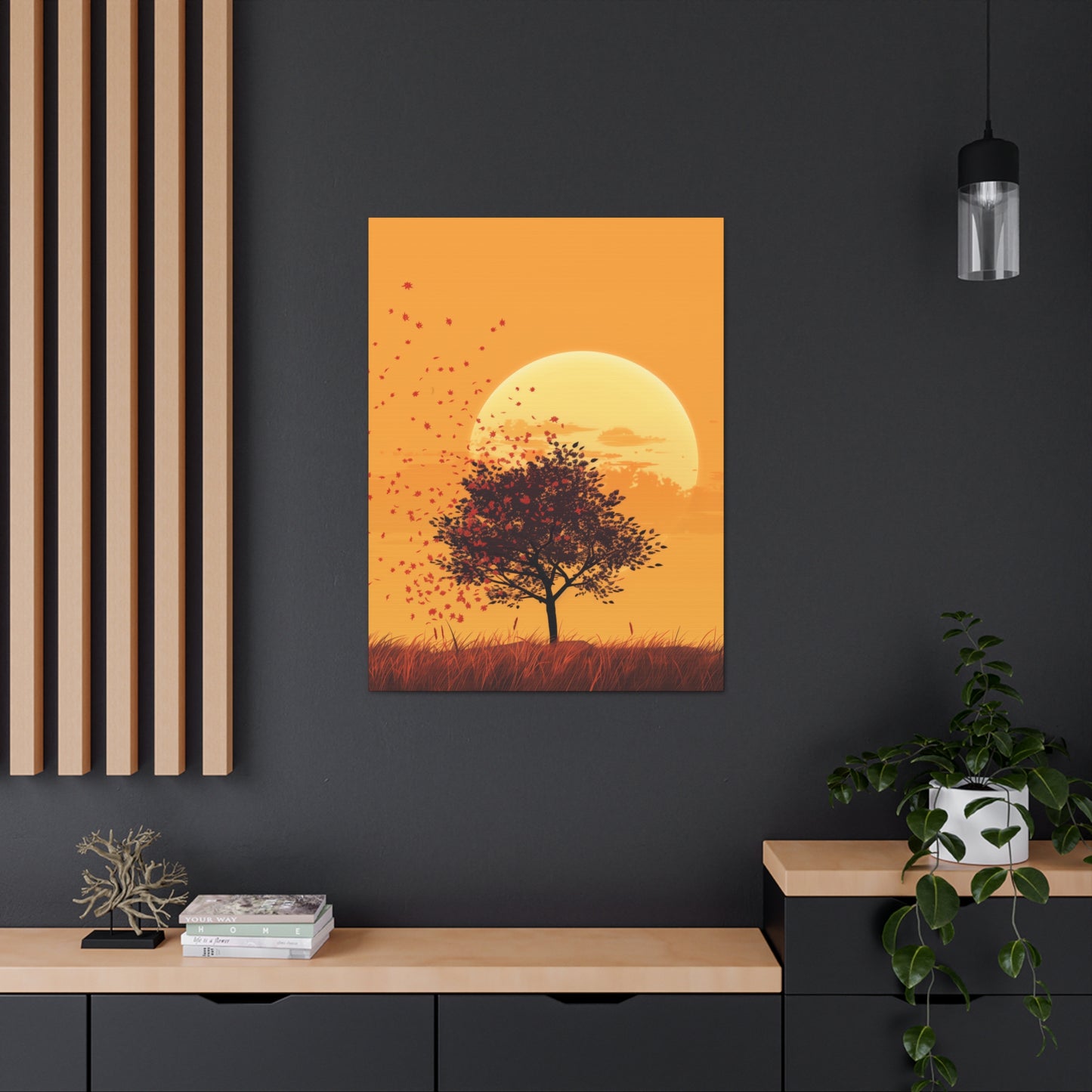 Tree in a Golden Sunset Digital Illustration Canvas Gallery Wraps