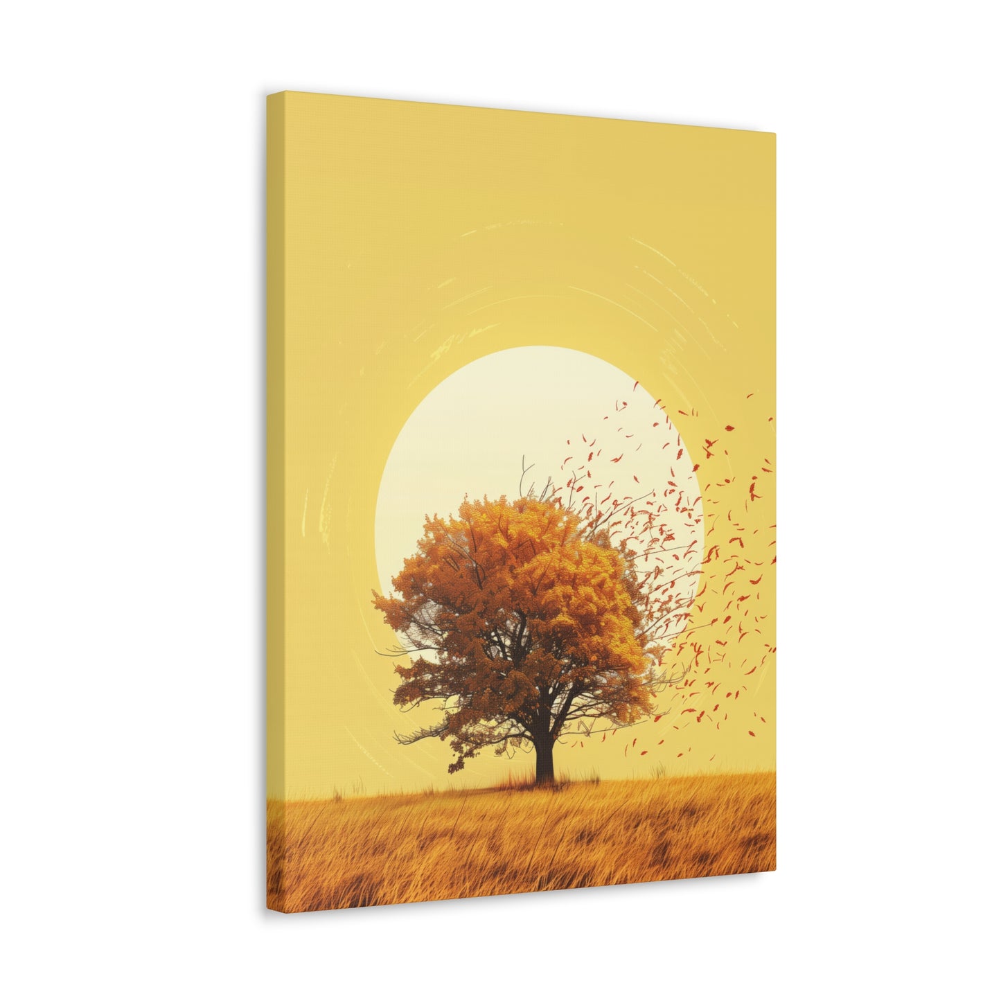 Tree in a Golden Sunset Digital Illustration Canvas Gallery Wraps