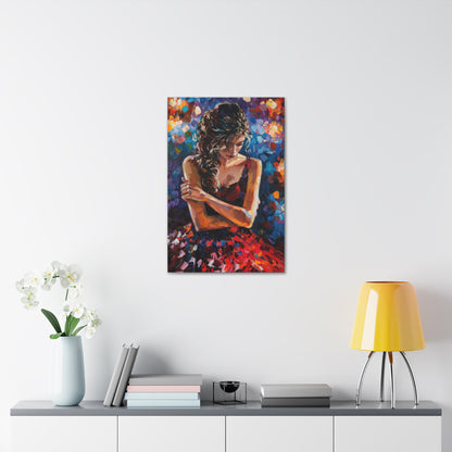 Girl with red dress - Leonid Afremov Style Digital Print Canvas Gallery Wraps