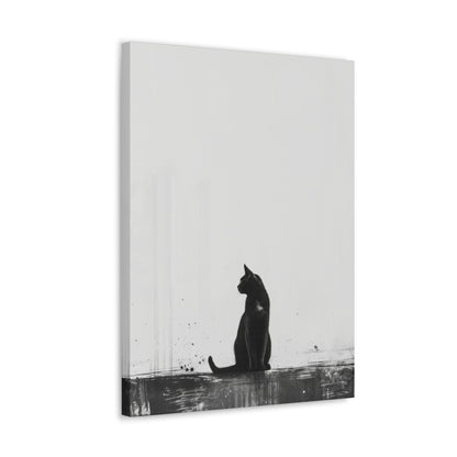 Black Cat Digital Illustration Canvas Gallery Wraps