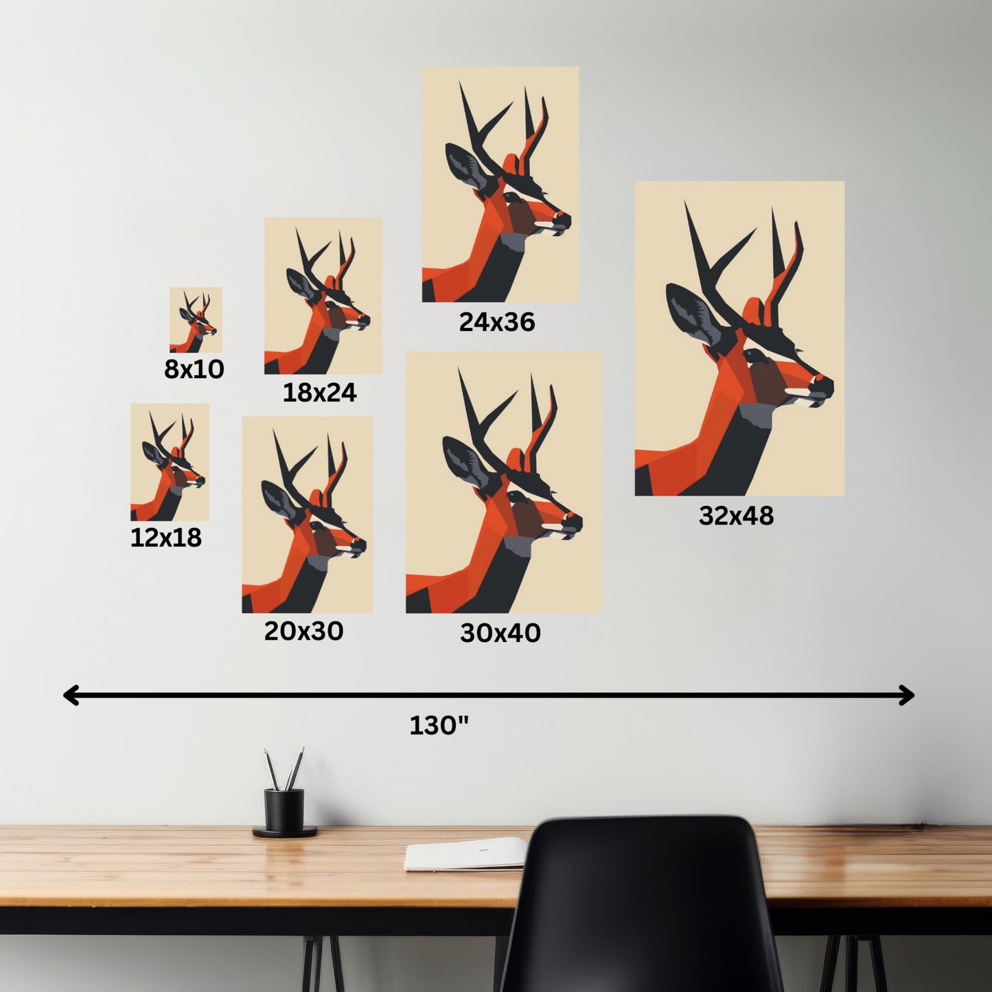 Reindeer with antlers Digital Illustration Canvas Gallery Wraps