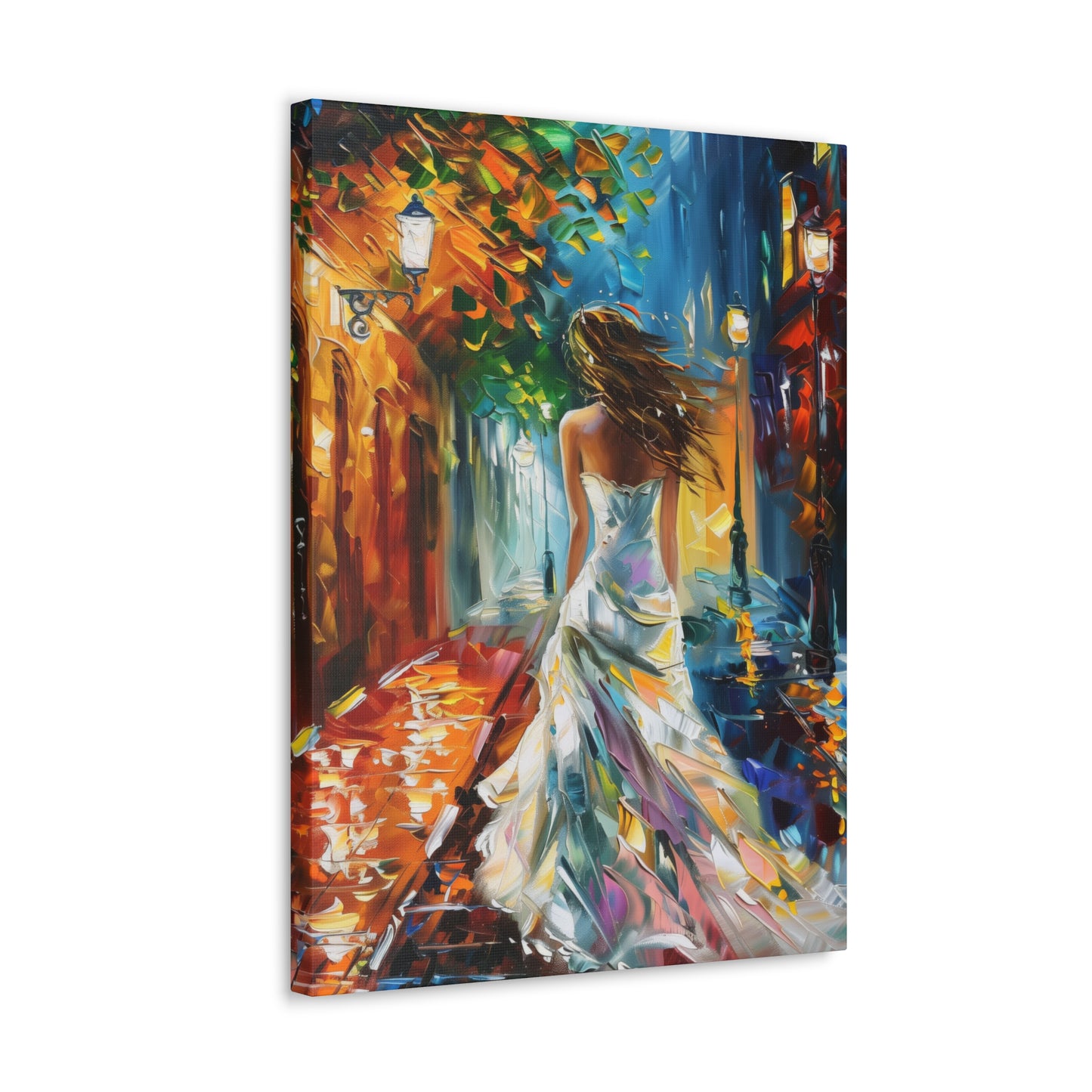 bride walking in street - Leonid Afremov Style Digital Print Canvas Gallery Wraps