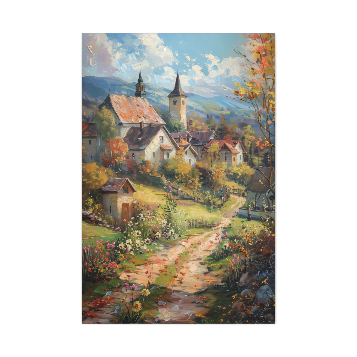 European country side in medieval times whimsical Digital Oil Painting Print Canvas Gallery Wraps