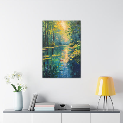 Lake in a Forest - Claude Monet Style Digital Print Canvas Gallery Wraps