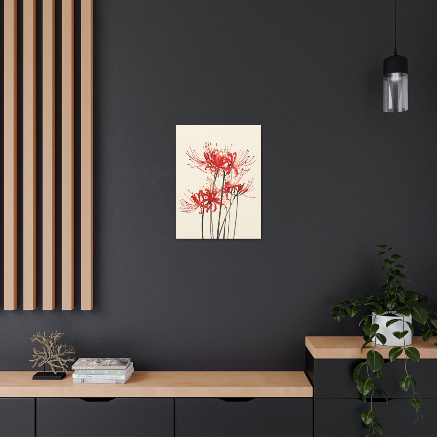 Red Spider Lily Flower Digital Illustration Canvas Gallery Wraps