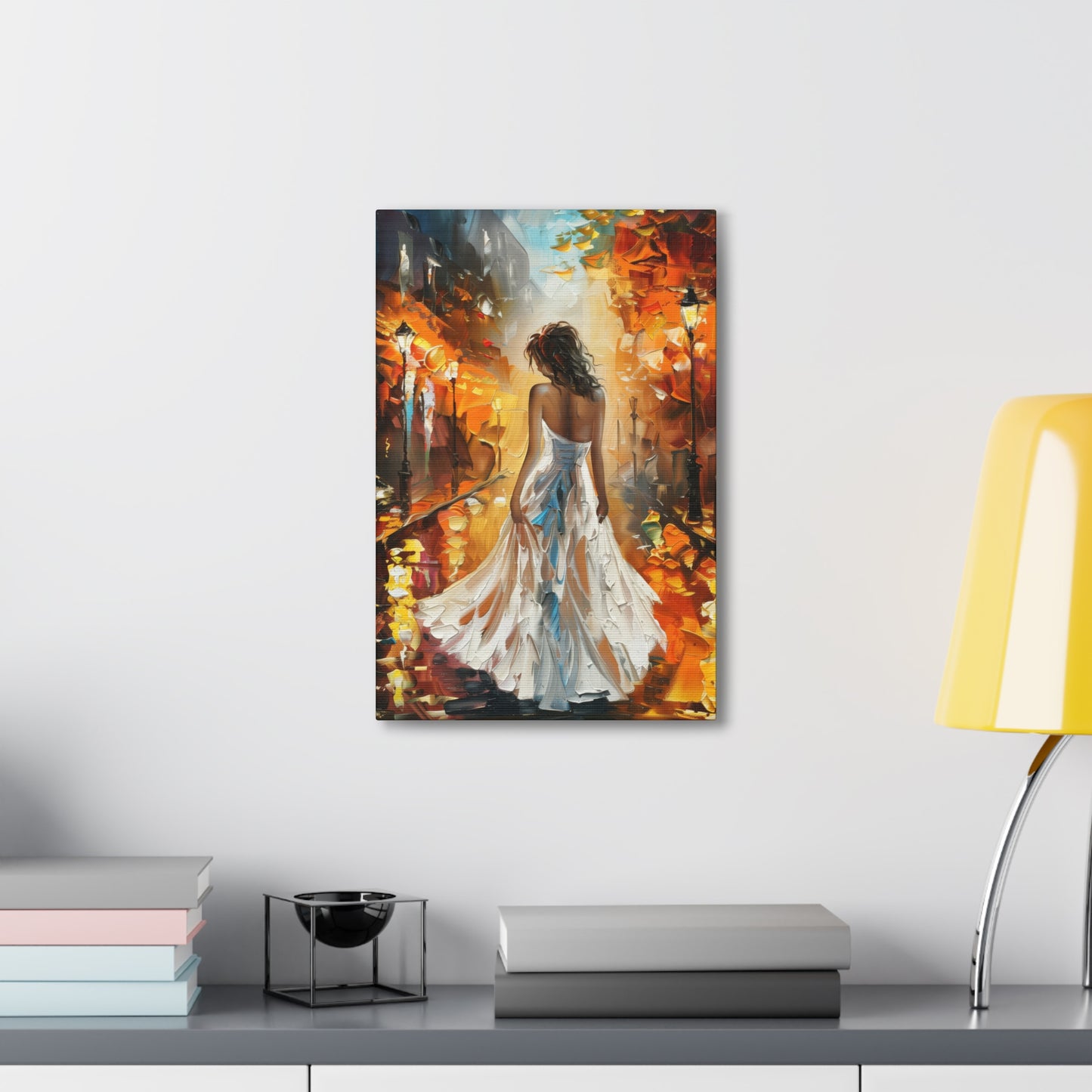 bride walking in the street - Leonid Afremov Style Digital Print Canvas Gallery Wraps