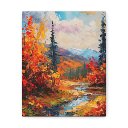 A River flows through autumn forest - Leonid Afremov Style Digital Print Canvas Gallery Wraps