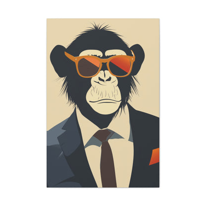 Ape Wearing Suite and Sunglasses Digital Illustration Canvas Gallery Wraps