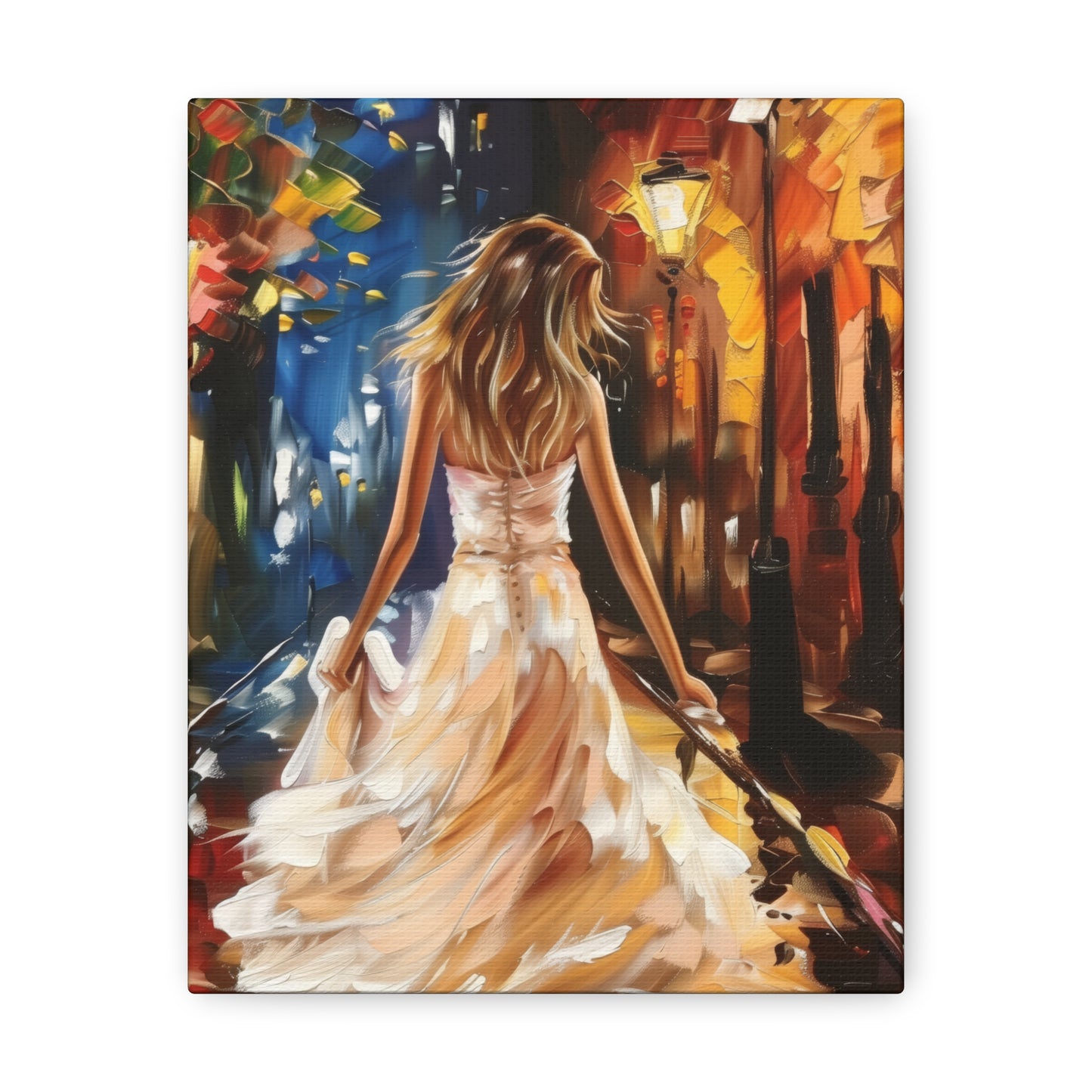 bride walking in street - Leonid Afremov Style Digital Print Canvas Gallery Wraps