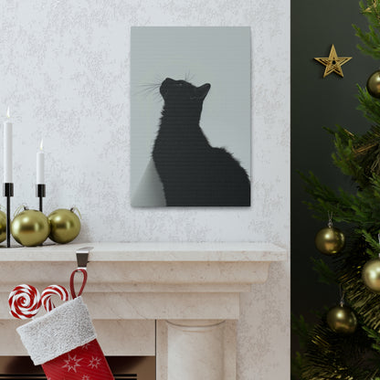 Black Cat Looking Up Digital Illustration Canvas Gallery Wraps