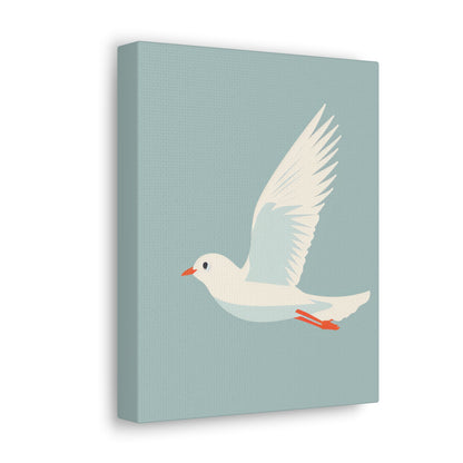 White Dove Flying Digital Illustration Canvas Gallery Wraps