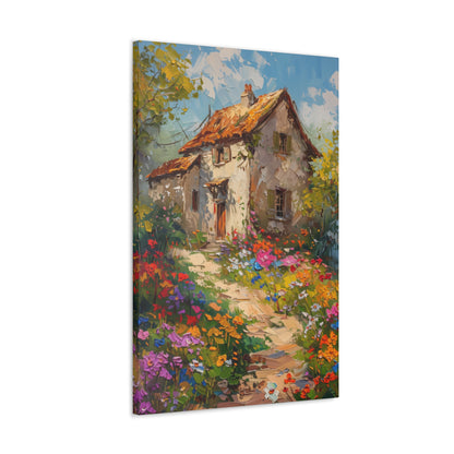 French country side whimsical old house Digital Oil Painting Print Canvas Gallery Wraps