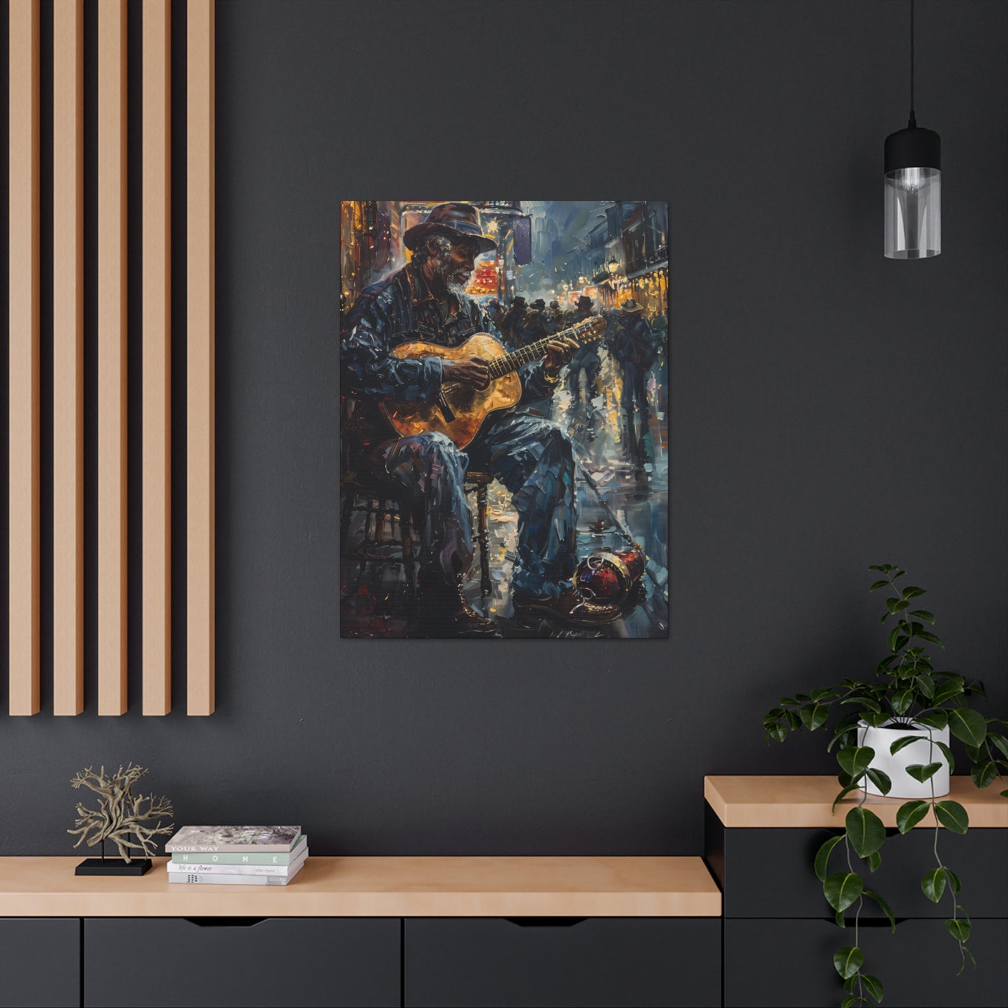 Man Playing Guitar on the Street - Rembrandt Style Digital Oil Painting Canvas Gallery Wraps