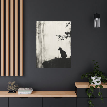 Black Cat Digital Illustration Canvas Gallery Wraps