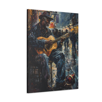 Man Playing Guitar on the Street - Rembrandt Style Digital Oil Painting Canvas Gallery Wraps