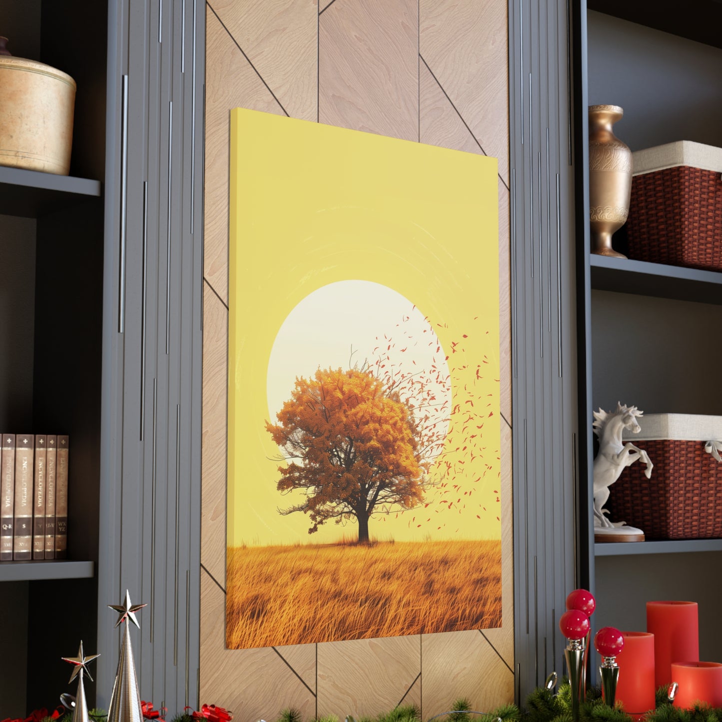 Tree in a Golden Sunset Digital Illustration Canvas Gallery Wraps