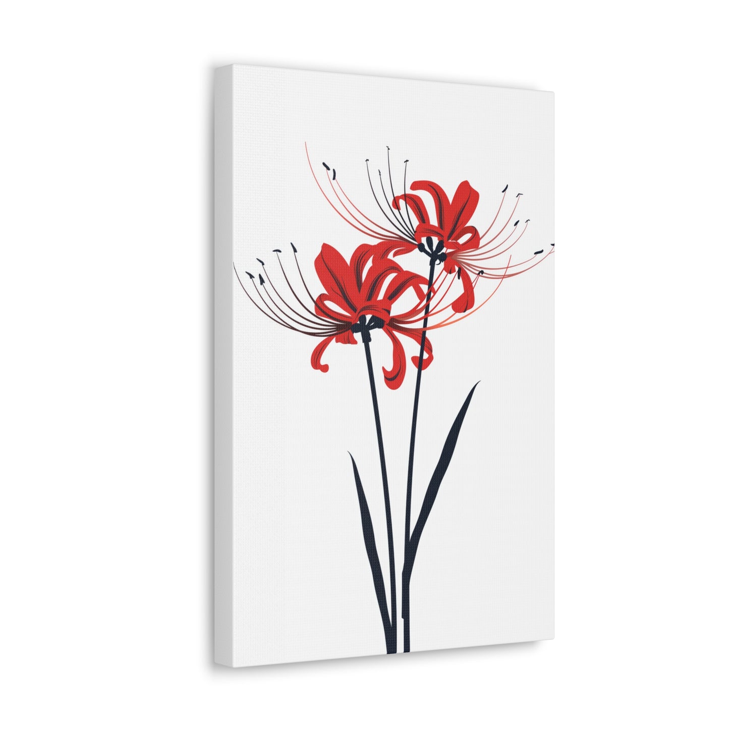 Red Spider Lily Flower Digital Illustration Canvas Gallery Wraps