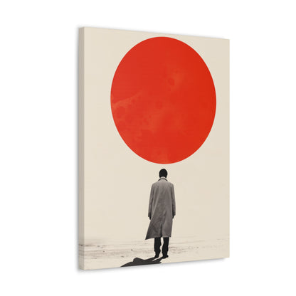 Man walking to red circle  - Takeshi Kitano Style Digital Illustration Canvas Gallery Wraps