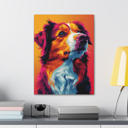 Border Collie Dog - Abstract Illustration Canvas Gallery Wraps