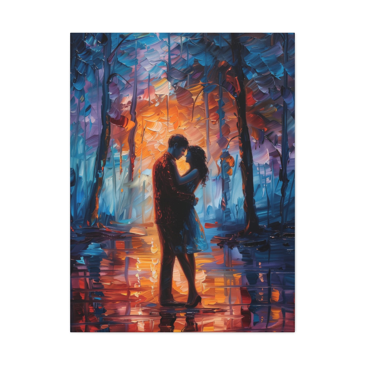 Couple - Leonid Afremov Style Digital Oil Painting Canvas Gallery Wraps