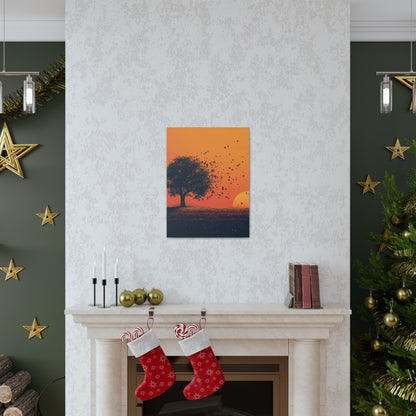 Tree in a Golden Sunset Digital Illustration Canvas Gallery Wraps