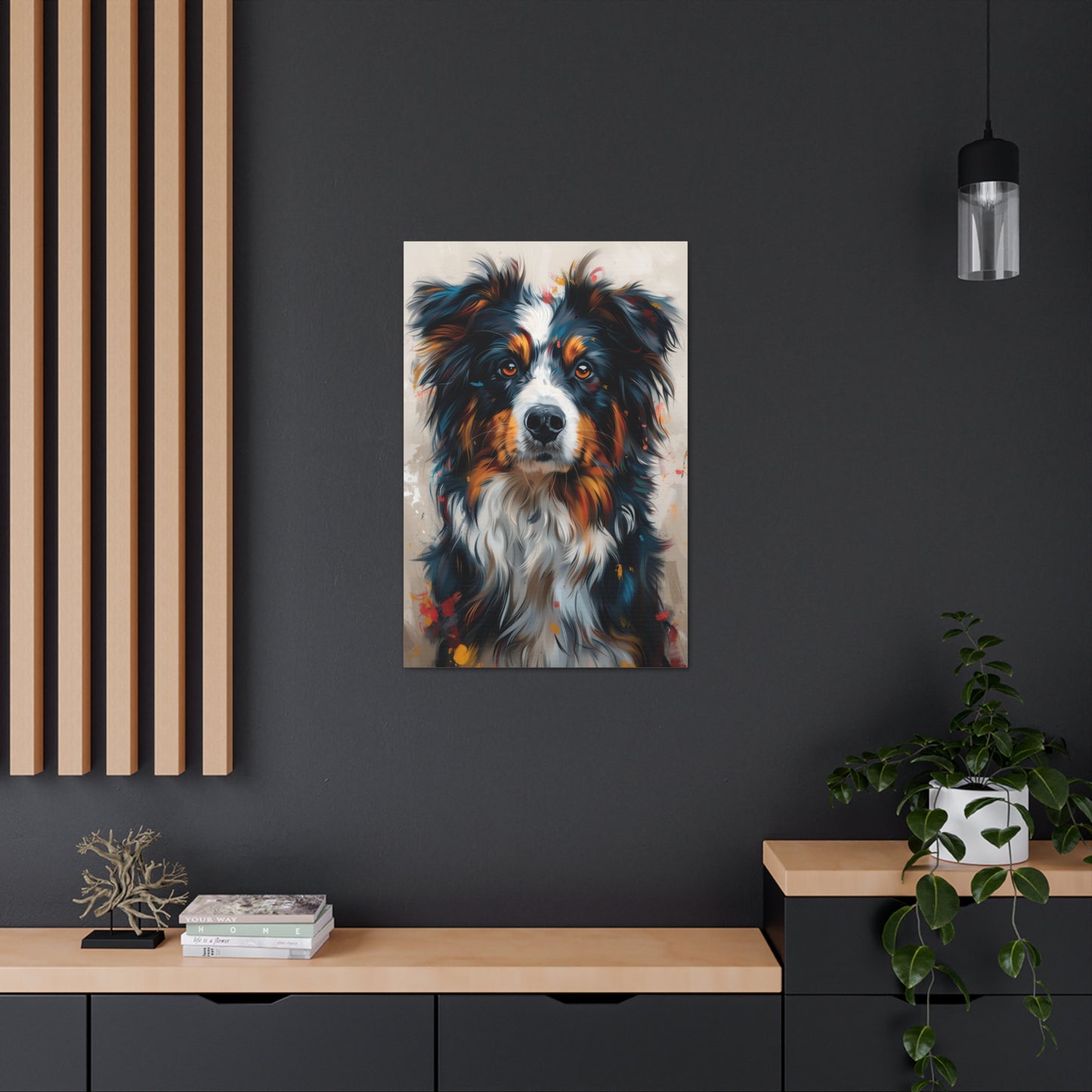 Border Collie Dog - Abstract Illustration Canvas Gallery Wraps