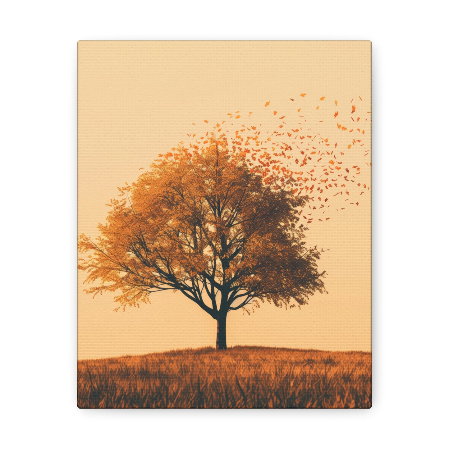 Tree in a Golden Sunset Digital Illustration Canvas Gallery Wraps