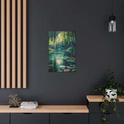 Pond in a Forest - Claude Monet Style Digital Print Canvas Gallery Wraps