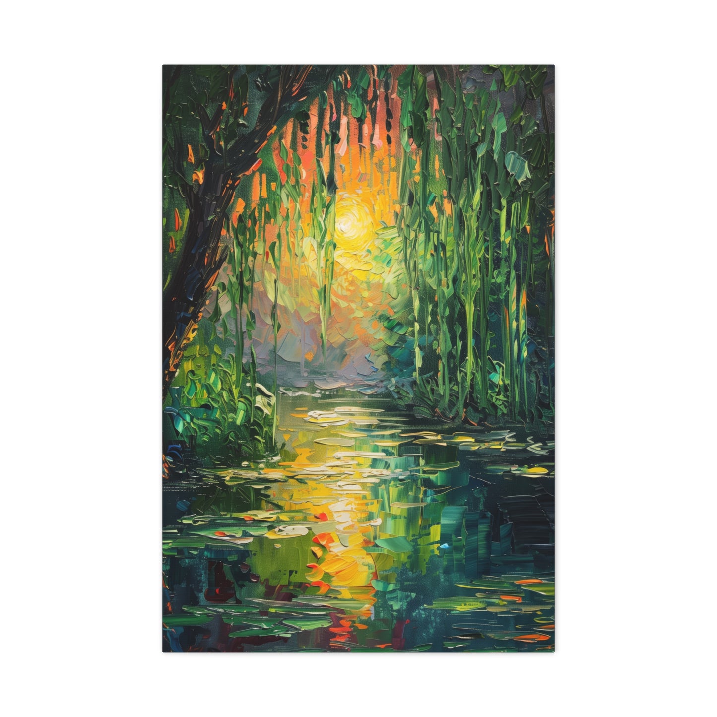 Lake in a Forest - Claude Monet Style Digital Print Canvas Gallery Wraps