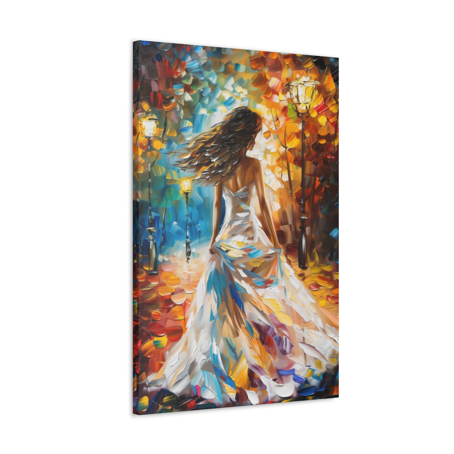 bride walking in street - Leonid Afremov Style Digital Print Canvas Gallery Wraps