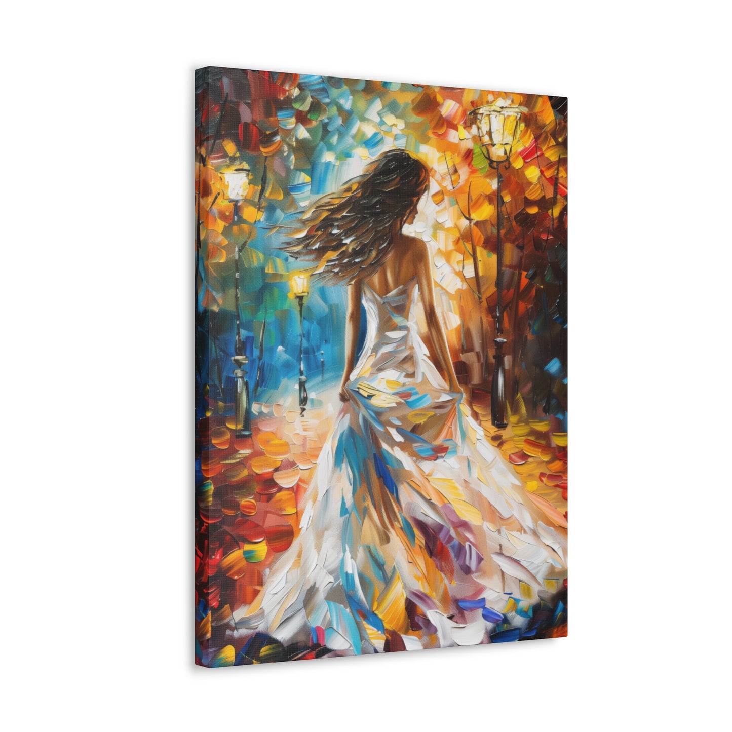 bride walking in street - Leonid Afremov Style Digital Print Canvas Gallery Wraps