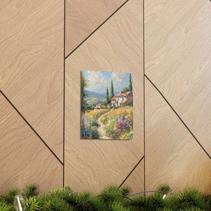 countryside house with garden in medieval times Digital Oil Painting Print Canvas Gallery Wraps