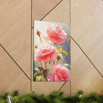 Rose Flowers - Watercolor Painting Digital Illustration Canvas Gallery Wraps