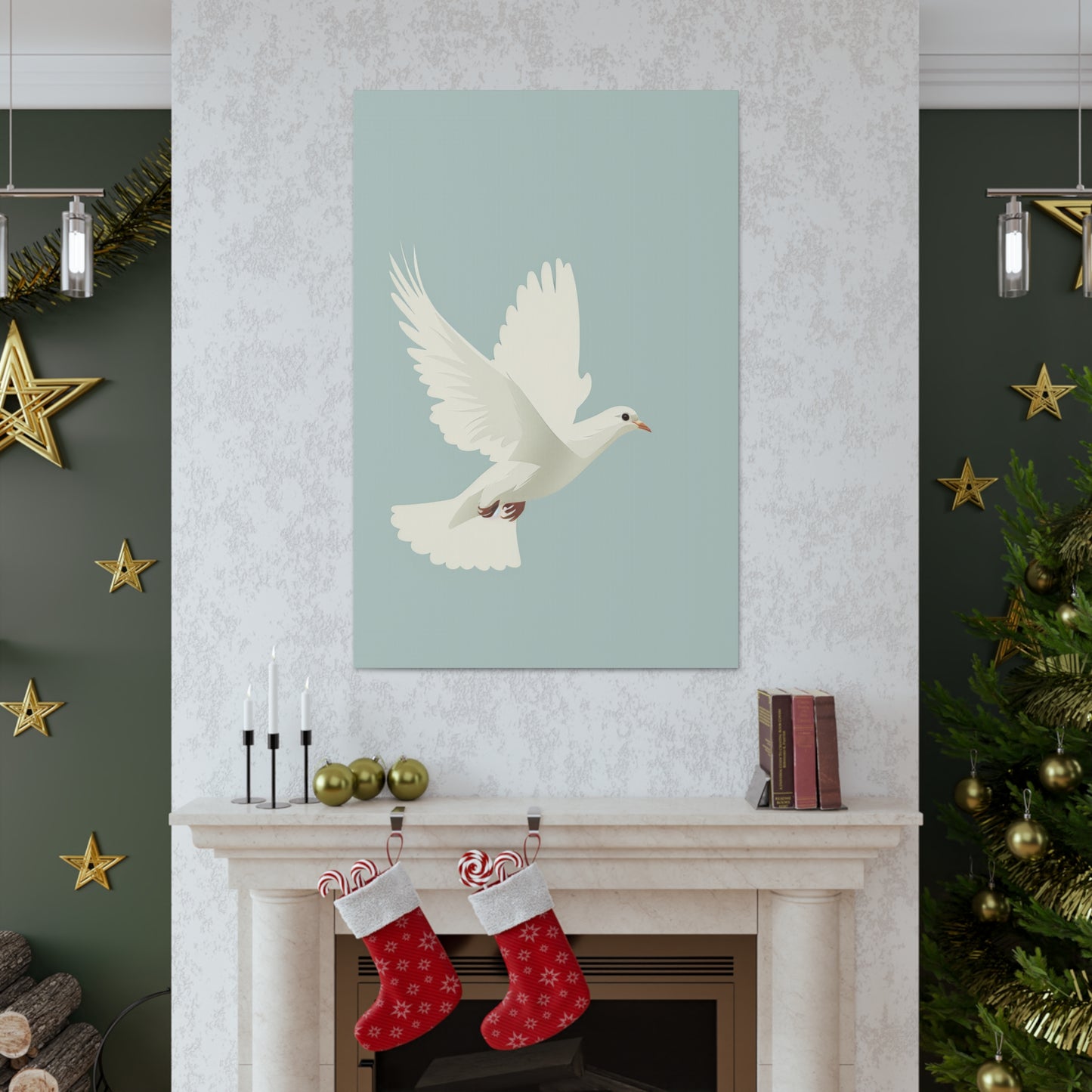 White Dove Digital Illustration Canvas Gallery Wraps